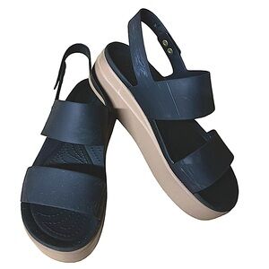 Crocs Brooklyn low wedge sandals size 7